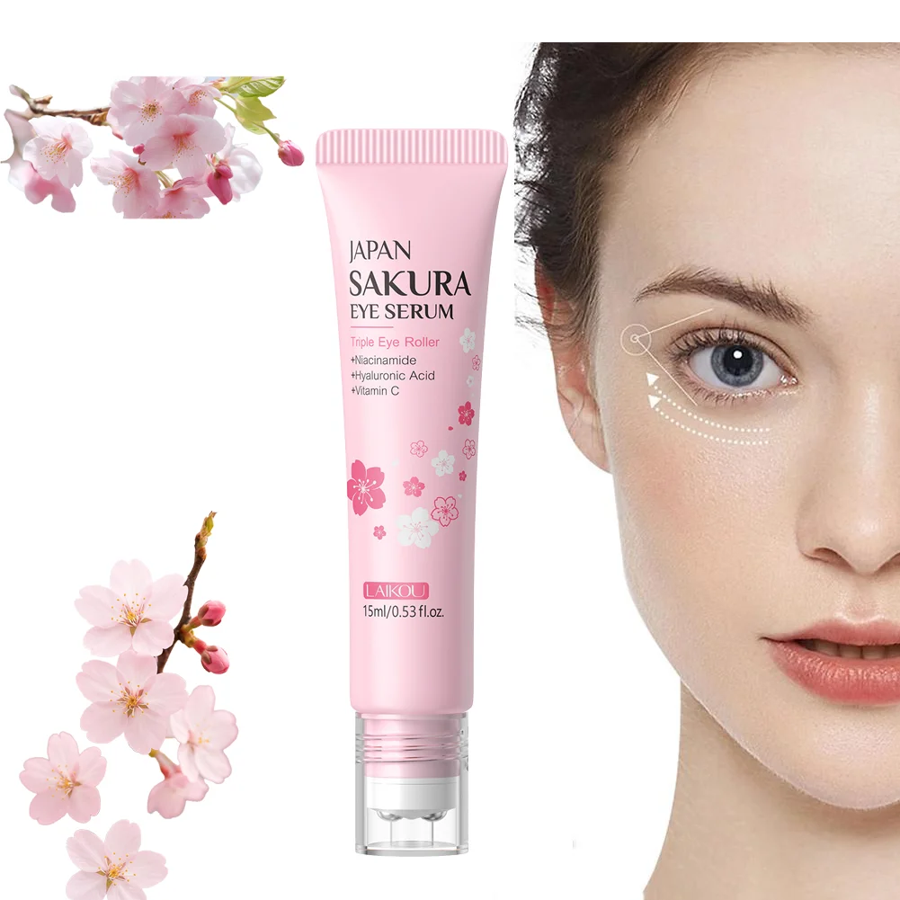 LAIKOU 15ml Sakura Roller Eye Serum Hyaluronic Acid