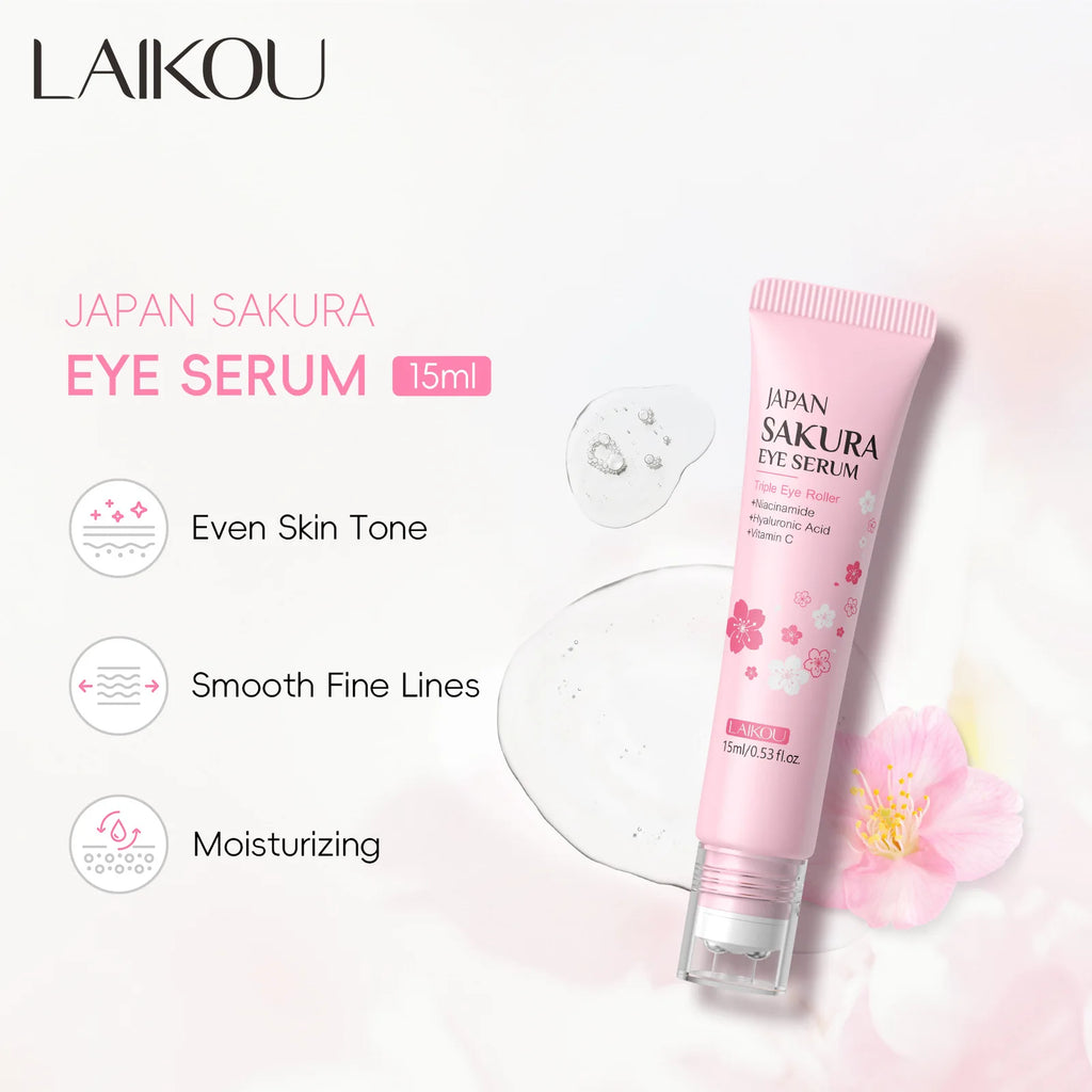 LAIKOU 15ml Sakura Roller Eye Serum Hyaluronic Acid