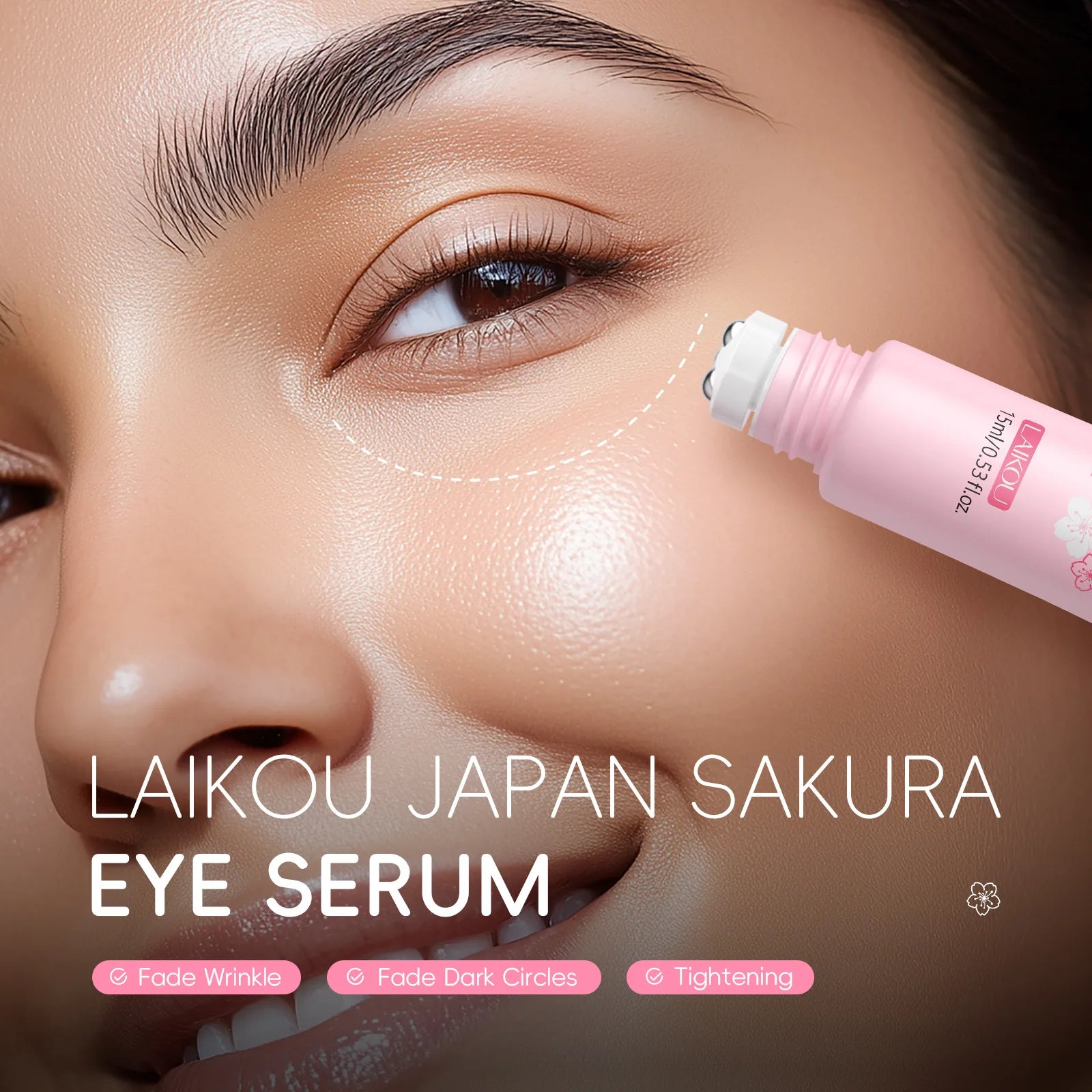 LAIKOU 15ml Sakura Roller Eye Serum Hyaluronic Acid